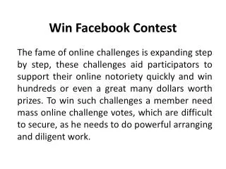 Win Facebook Contest