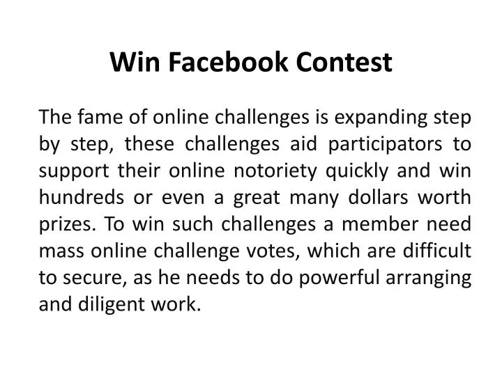 win facebook contest