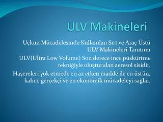 ulv makineleri