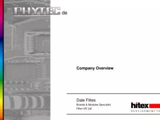 Company Overview Dale Fittes Boards &amp; Modules Specialist Hitex UK Ltd