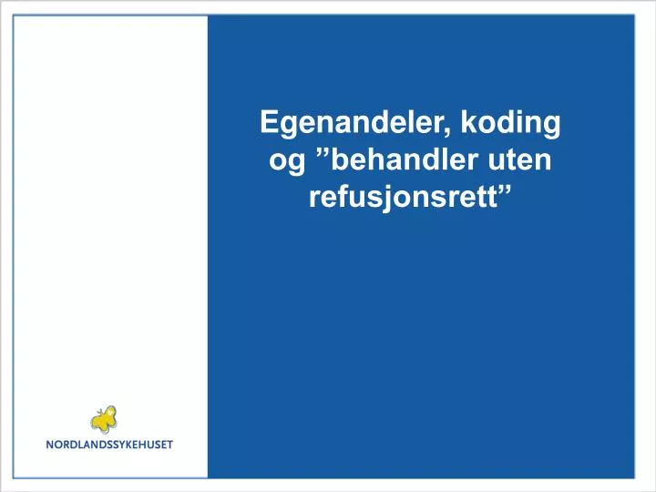 egenandeler koding og behandler uten refusjonsrett