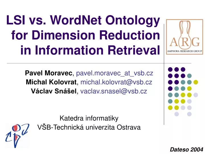 lsi vs wordnet ontology for dimension reduction in information retrieval