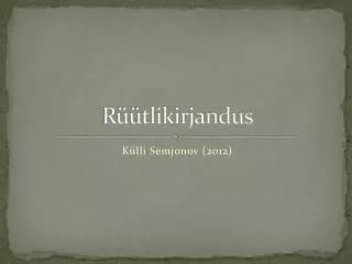 r tlikirjandus