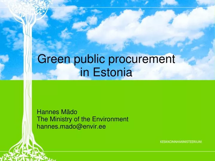 hannes m do the ministry of the environment hannes mado@envir ee