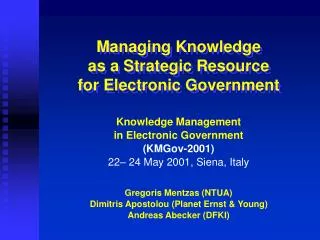 Managing Knowledge as a Strategic Resource for Electronic Government