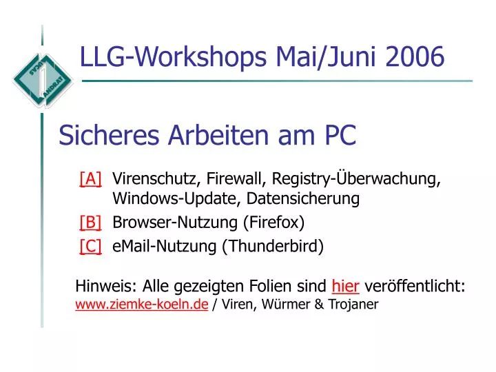 sicheres arbeiten am pc