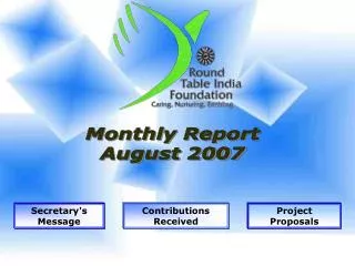 Monthly Report August 2007