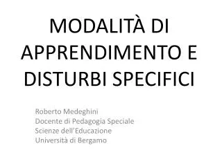 modalit di apprendimento e disturbi specifici