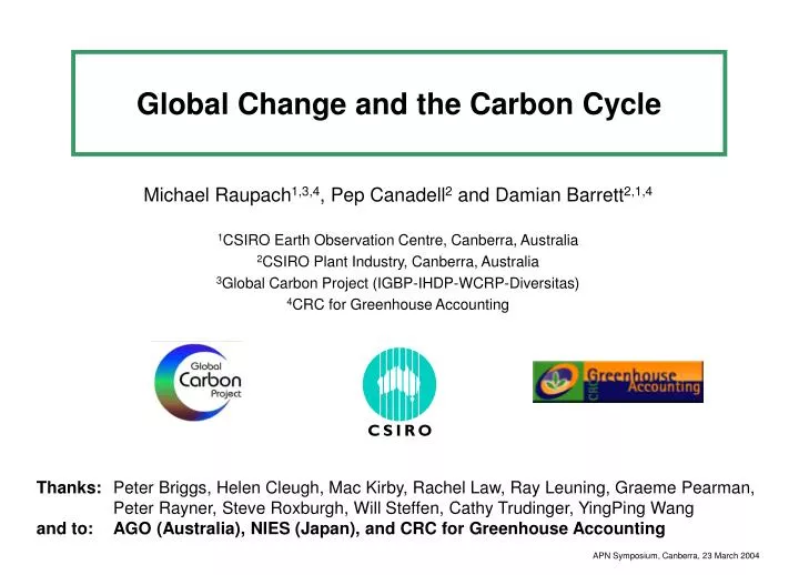 global change and the carbon cycle