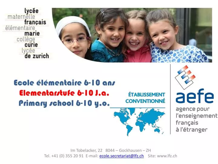 ecole l mentaire 6 10 ans elementarstufe 6 10 j a primary school 6 10 y o