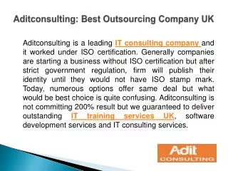 Aditconsulting: Best Outsourcing Company UK