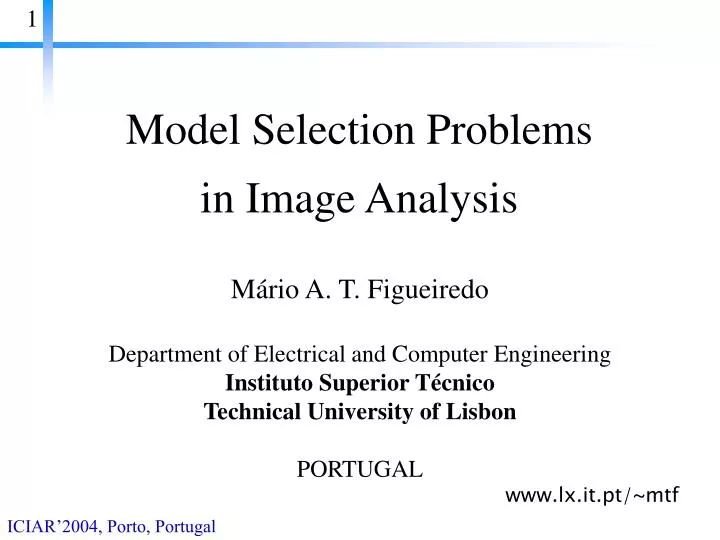 model selection problems in image analysis