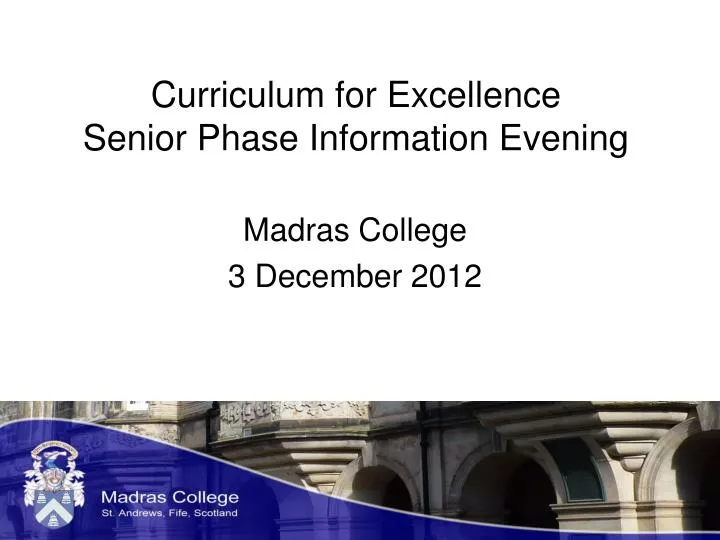 curriculum for excellence senior phase information evening