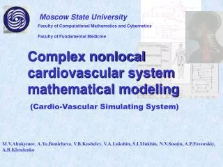 Complex nonlocal cardiovascular system mathematical modeling