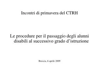 incontri di primavera del ctrh