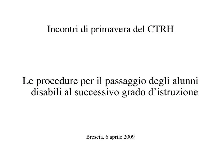 incontri di primavera del ctrh