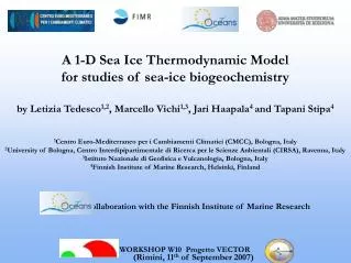A 1-D Sea Ice Thermodynamic Model for studies of sea-ice biogeochemistry