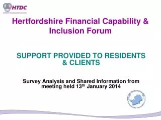 Hertfordshire Financial Capability &amp; Inclusion Forum