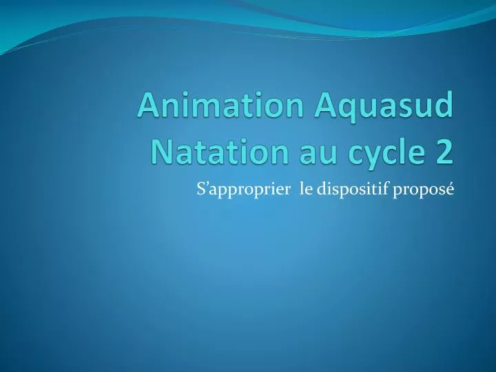 animation aquasud natation au cycle 2
