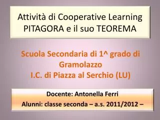 attivit di cooperative learning pitagora e il suo teorema