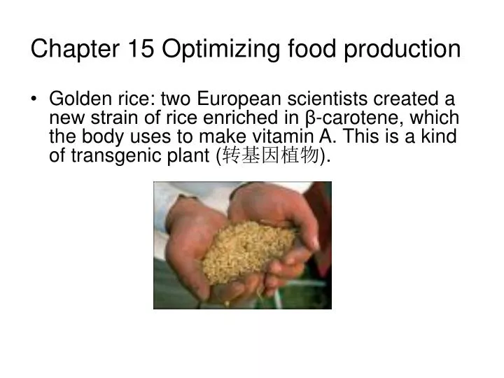 chapter 15 optimizing food production
