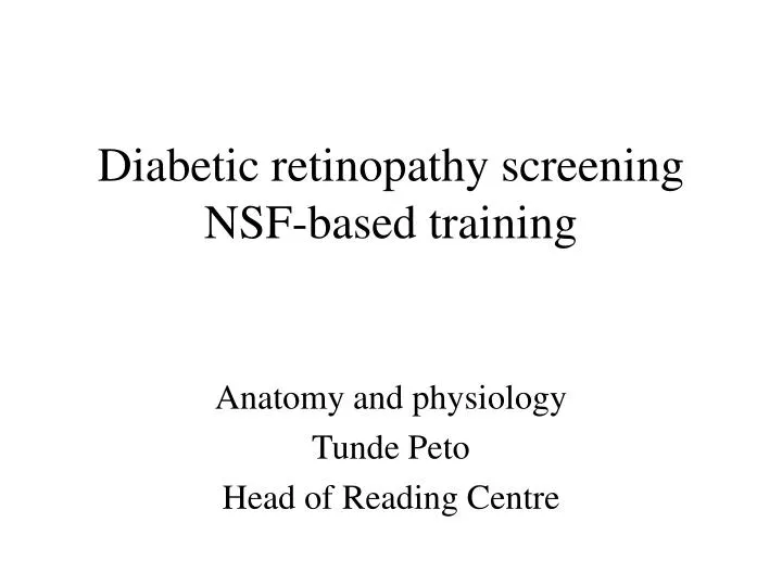 diabetic retinopathy screening nsf based training