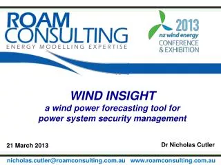 WIND INSIGHT a wind power forecasting tool for power system security management