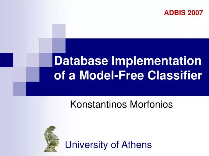 database implementation of a model free classifier