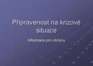 p ipravenost na krizov situace