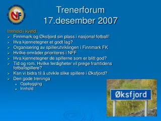 trenerforum 17 desember 2007