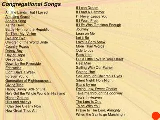 Congregational Songs