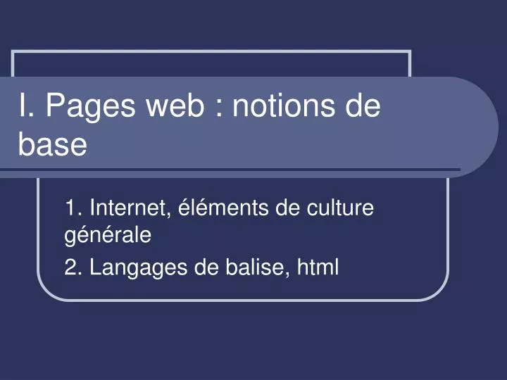 i pages web notions de base