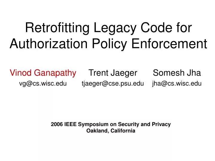 retrofitting legacy code for authorization policy enforcement