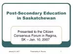 Post-Secondary Education in Saskatchewan - slide 1