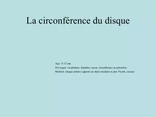 la circonf rence du disque