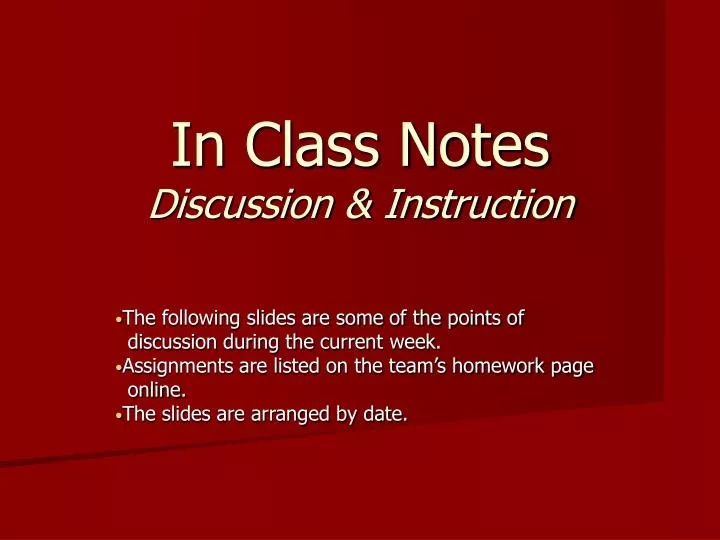 in class notes discussion instruction
