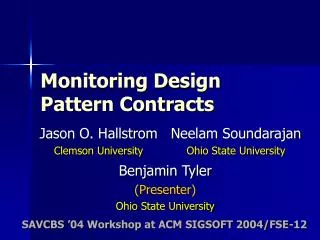 Monitoring Design Pattern Contracts