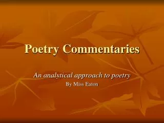 Poetry Commentaries