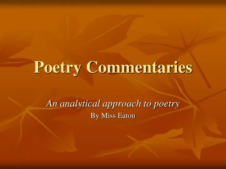 poetry commentaries