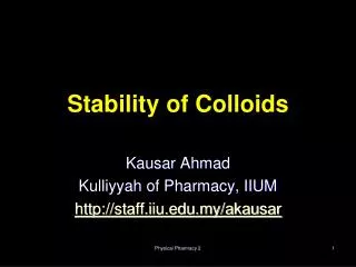 Stability of Colloids
