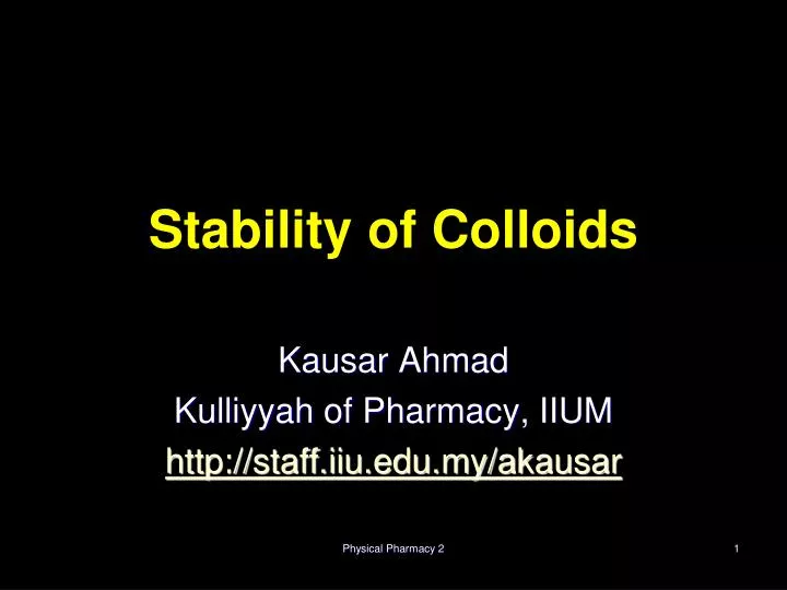 stability of colloids
