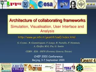 Architecture of collaborating frameworks Simulation, Visualisation, User Interface and Analysis
