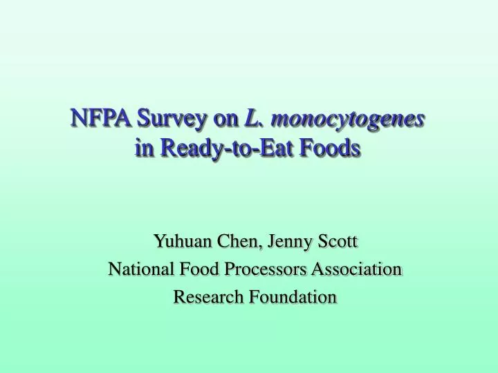 nfpa survey on l monocytogenes in ready to eat foods