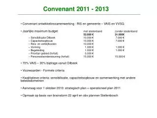 convenant 2011 2013