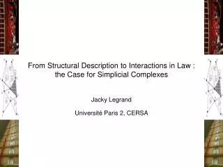 From Structural Description to Interactions in Law : the Case for Simplicial Complexes