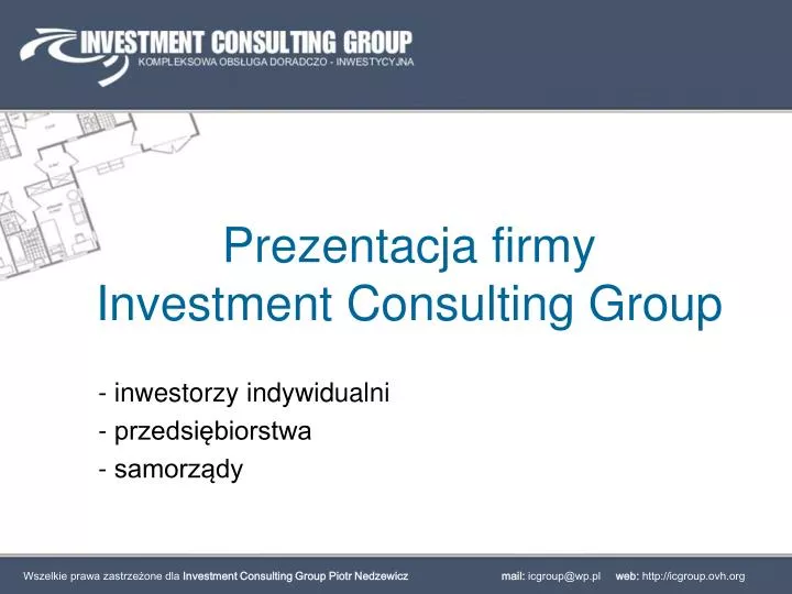 prezentacja firmy investment consulting group