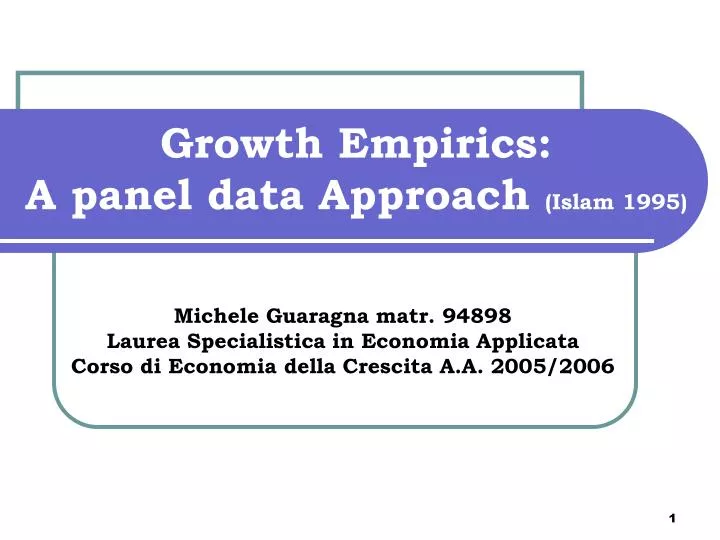 growth empirics a panel data approach islam 1995