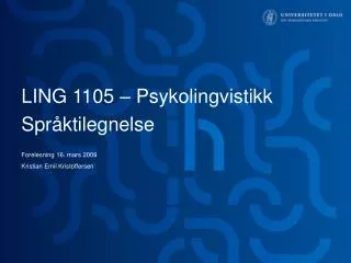 ling 1105 psykolingvistikk spr ktilegnelse