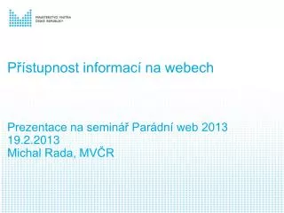 p stupnost informac na webech