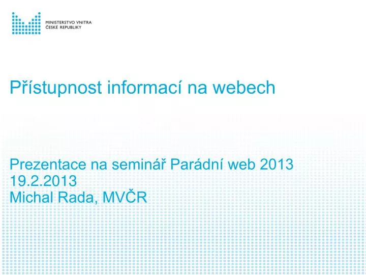 p stupnost informac na webech